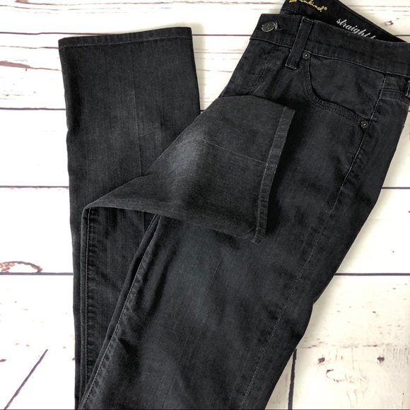 7 For All Mankind Straight Leg Jeans Washed Black - Picture 4 of 6